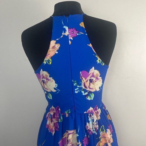 Everly blue and purple high neck sleeveless floral maxi dress size small - Picture 4 of 6